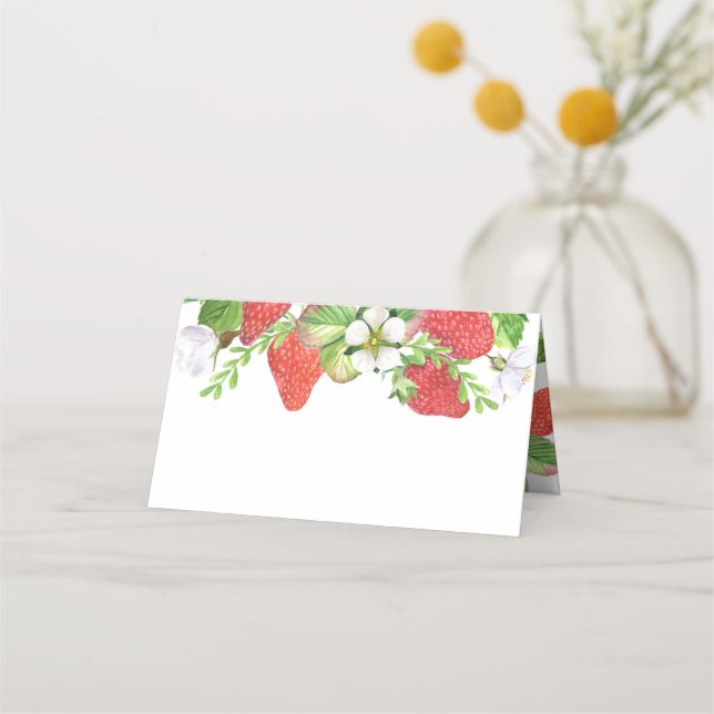 Tarjeta De Asiento Fresas acuáticas Verano Botánico de Garland (Anverso)