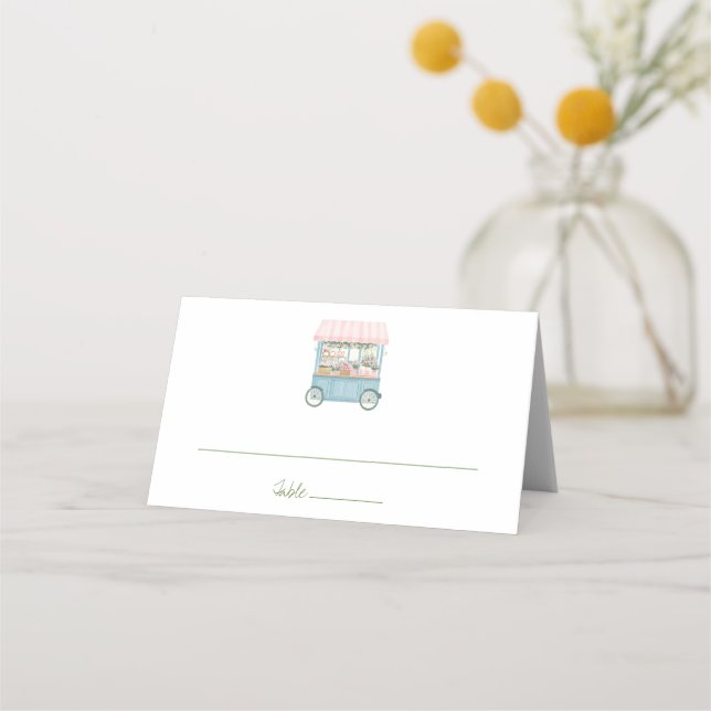 Tarjeta De Asiento Fresca del mercado floral granjero desfile nupcial (Anverso)