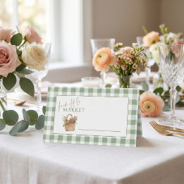 Tarjeta De Asiento Fresco de Mercado Sage Gingham Desayuno Nupcial 