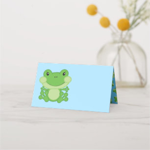 Tarjeta De Asiento Frog Baby Shower Blue