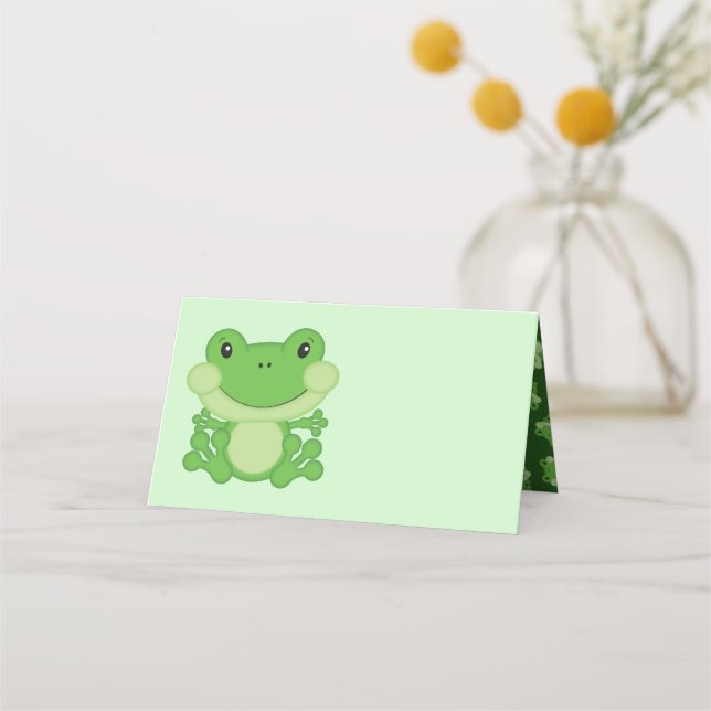 Tarjeta De Asiento Frog Baby Shower Green (Anverso)