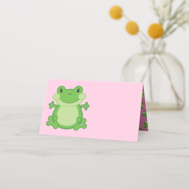 Tarjeta De Asiento Frog Baby Shower Pink (Anverso)