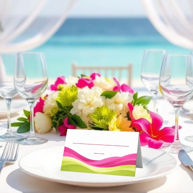 Tarjeta De Asiento Fuchsia and Lime Green Wedding (Fuchsia and Lime Green Wedding Place Card )