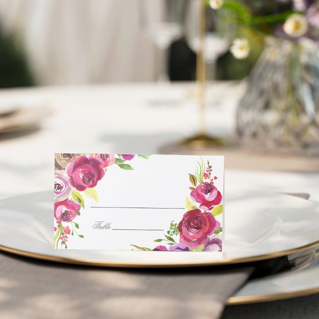 Tarjeta De Asiento Fuchsia Pink Floral Romantic Garden Wedding Table (Subido por el creador)