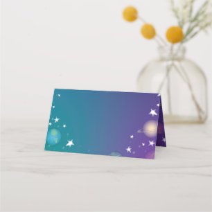 Tarjeta De Asiento Galaxia Baby Shower del espacio ultraterrestre