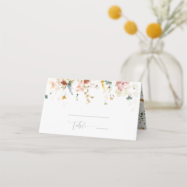 Tarjeta De Asiento Garden Flowers Botanical Bridal Shower Place Card (Anverso)