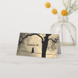 Tarjeta De Asiento Gato en una luna llena de cable