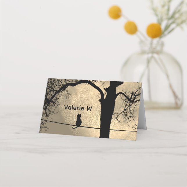 Tarjeta De Asiento Gato en una luna llena de cable (Anverso)