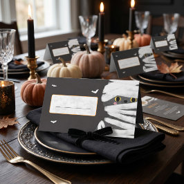 Tarjeta De Asiento Gato Momia Lindo Halloween
