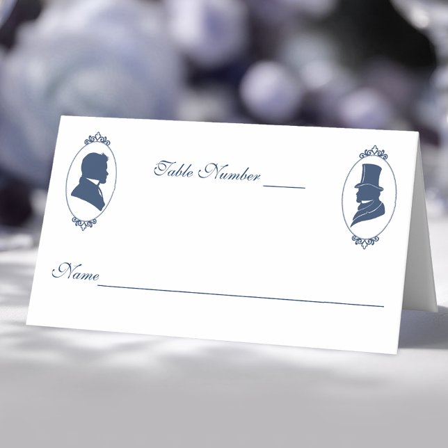 Tarjeta De Asiento Gay Grooms Regency Blue Rosas (Subido por el creador)