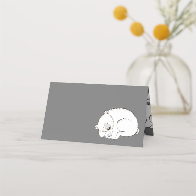 Tarjeta De Asiento Género gris intenso de oso polar Baby Shower neutr (Anverso)