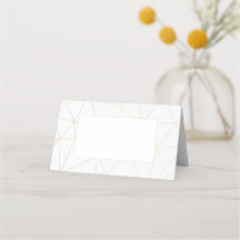 Geometric gold frame guest name place card