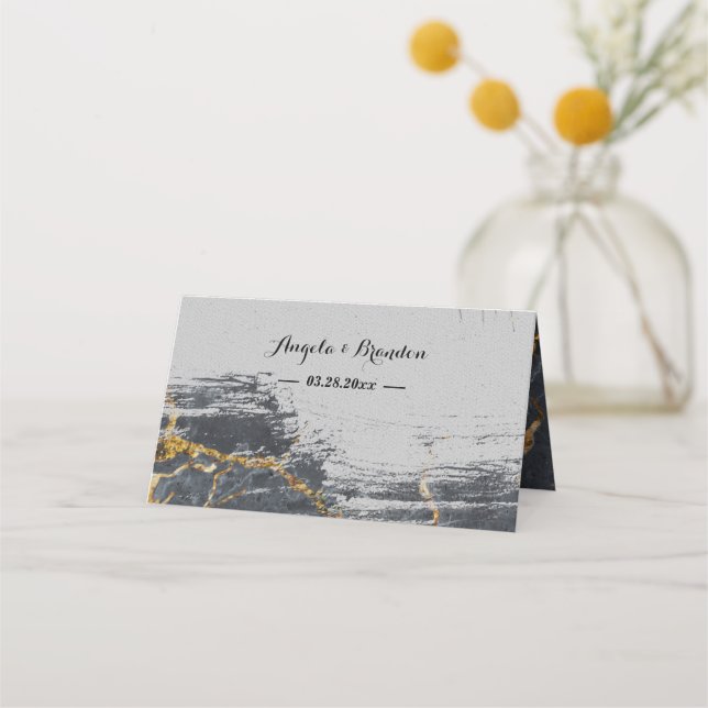 Tarjeta De Asiento Geométrica del Purpurina de mármol (Reverso)