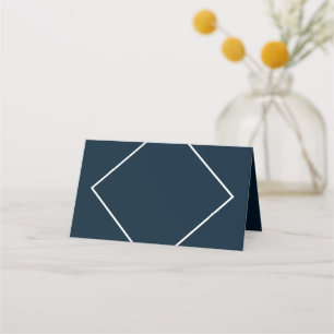 Tarjeta De Asiento Geométrico moderno de bordes azul oscuro y blanco
