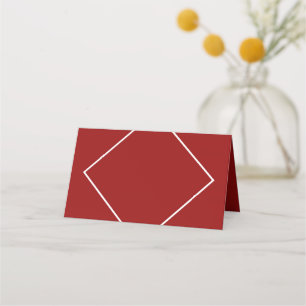 Tarjeta De Asiento Geométrico moderno de bordes rojos y blancos oscur