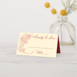 Tarjeta De Asiento Geranios rojos en Boda pekinés