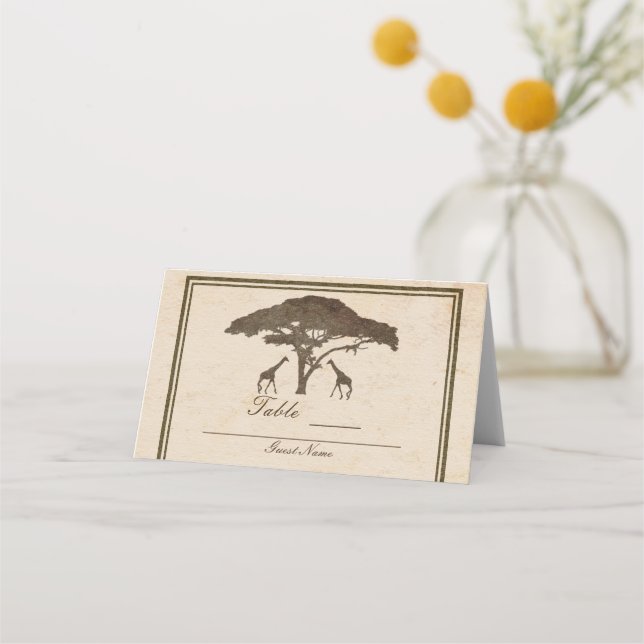 Tarjeta De Asiento Girafas africanas de safari y asientos de Bodas de (Reverso)