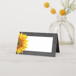 Tarjeta De Asiento Girasol. Boda floral de pizarra. Flor