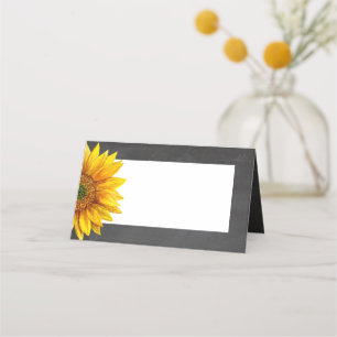 Tarjeta De Asiento Girasol. Boda floral de pizarra. Flor