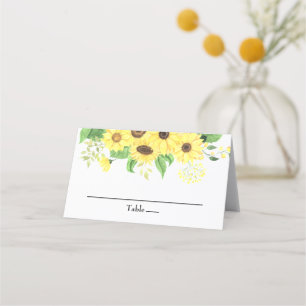 Tarjeta De Asiento Girasol Floral Rústico Elegante Boda