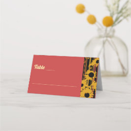 Tarjeta De Asiento Girasol Verano Dorado Rojo Boda