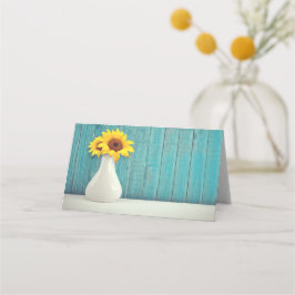 Tarjeta De Asiento Girasoles en un jarrón      