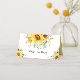 Tarjeta De Asiento Girasoles Veraniegos de Acuarela Radiante Vegetaci