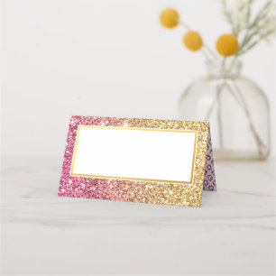 Tarjeta De Asiento GLAM BAT MITZVAH purpurina moderno de lujo rosa do