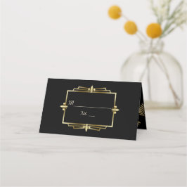 Tarjeta De Asiento Glam Royal Gold Boda del Art Deco Negro de los año
