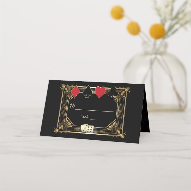 Tarjeta De Asiento Glam Vegas Casino Royale Great Gatsby Boda (Anverso)
