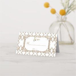 Tarjeta De Asiento Glam White Gold Gran Gatsby Boda