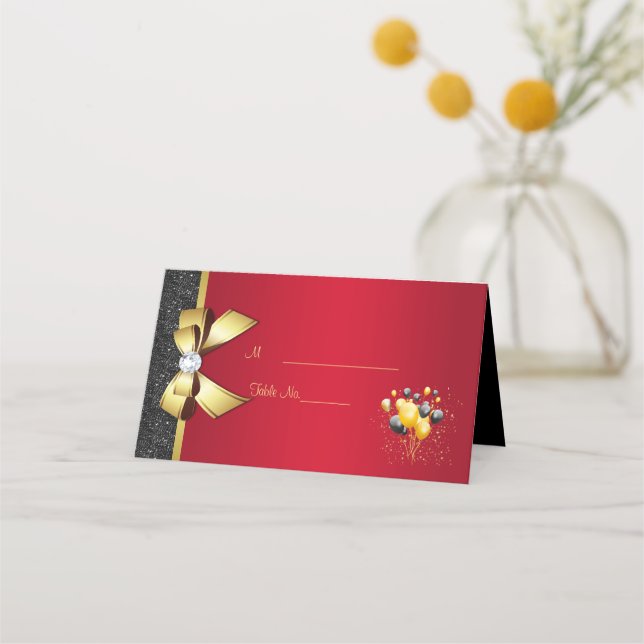 Tarjeta De Asiento Glamorosa, Romántica Elegancia Fiesta de Cumpleaño (Anverso)