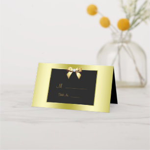Tarjeta De Asiento Glamoroso Boda de oro y negro