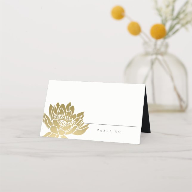 TARJETA DE ASIENTO GLAMOROUS GOLD FAUX AGUA LILLY LOTUS FLORAL (Anverso)