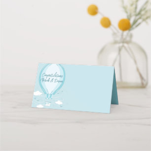 Tarjeta De Asiento Globo de aire caliente Baby Shower Blue