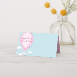 Tarjeta De Asiento Globo de aire caliente Baby Shower Pink
