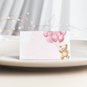 Tarjeta De Asiento Globos rosados con ducha de bebé
