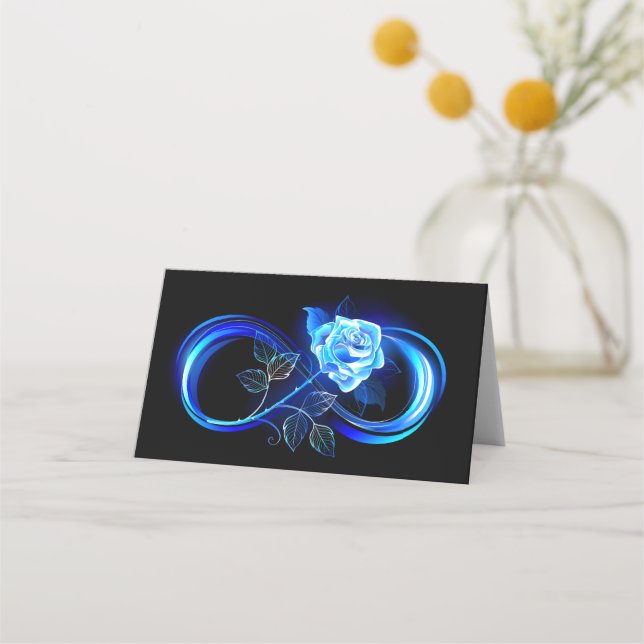 Tarjeta De Asiento Glowing infinity with blue rose (Anverso)