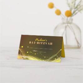 Tarjeta De Asiento GLOWING NEON STARS Bat Mitzvah Seating Escort