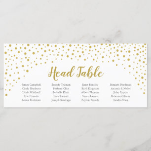 Tarjeta de asiento Gold Confetti Head Table