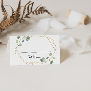 Tarjeta De Asiento Gold Geometric Eucalyptus Wedding Place Card