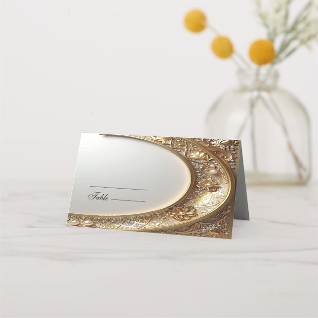Tarjeta De Asiento Golden Ornate Frame Place Card (Anverso)
