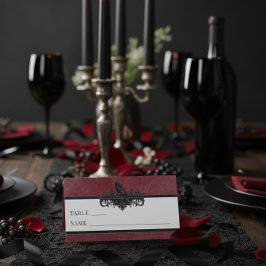 Tarjeta De Asiento Gothic Black Raven Wine Darkly Ever After Wedding