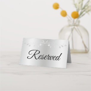 Tarjeta De Asiento Gradiente plateado Elegante Boda Flourish Reservad