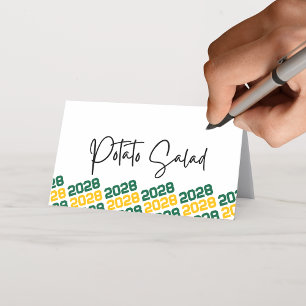 Tarjeta De Asiento Grado verde y oro año de alimentación plegable o