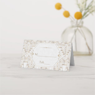 Tarjeta De Asiento Gran Gatsby de oro blanco real Boda