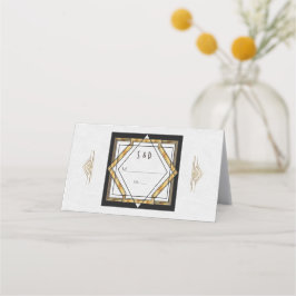 Tarjeta De Asiento Gran Gatsby Gold Boda Art Deco Blanco