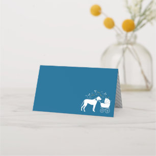 Tarjeta De Asiento Gran Perro Danés Baby Shower Puppy Blue Boy