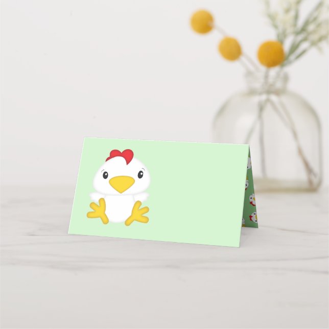 Tarjeta De Asiento Granja Baby Shower de pollo (Anverso)