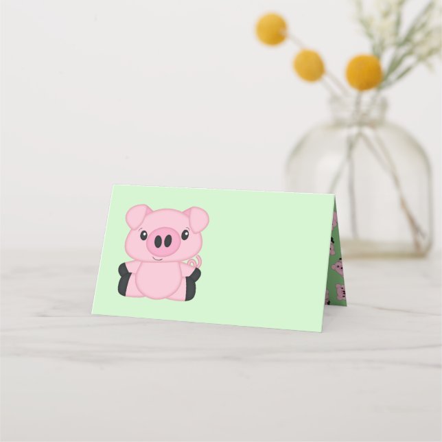 Tarjeta De Asiento Granja Pig Baby Shower (Anverso)
